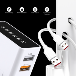 SEEKEN Neutra Duo Mobile Charging Adapter and all other devices 2 USB - White, Fast Charging, 2 in 1, Compact, Power Delivery, Premium Design, High-Quality.