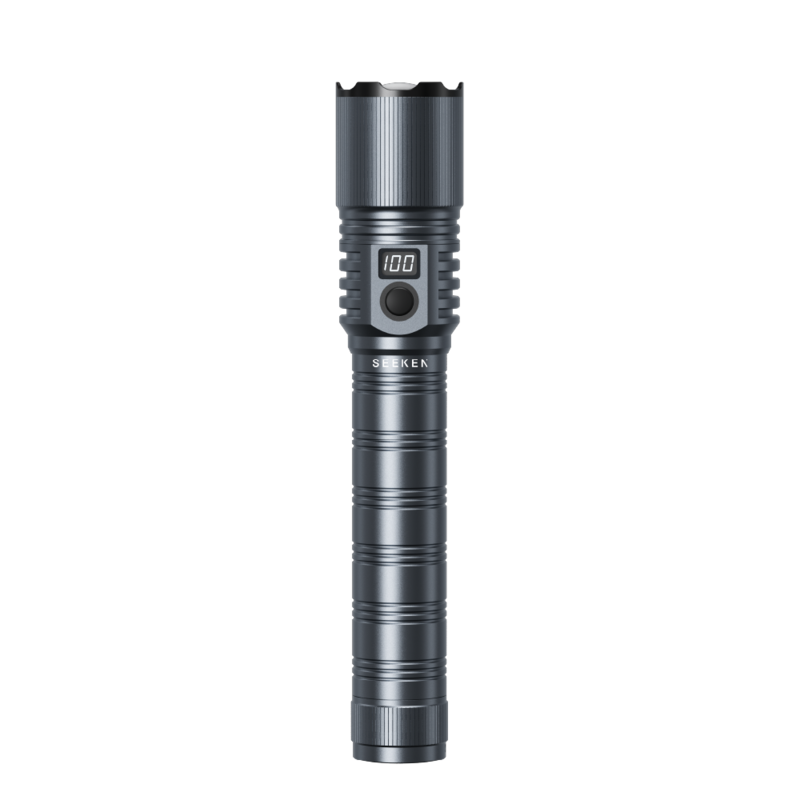 

SEEKEN 2300L IPX5 Waterproof with Powerbank Flashlight - Black, Portable LED Flashlight, Travel-Friendly, Lightweight, Premium Design.