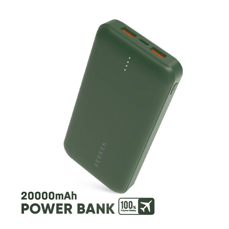 SEEKEN Power Bank 20K Mah - Green, Fast Charging, Portable Charger, Travel Charger, Overcharge Protection, Premium Design, High-Quality.