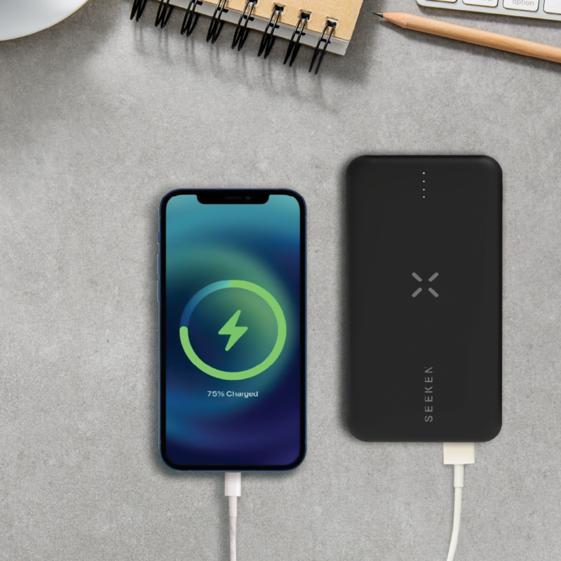 SEEKEN Power Bank 10K Mah - Black, Fast Charging, Portable Charger, Travel Charger, Overcharge Protection, Premium Design, High-Quality.