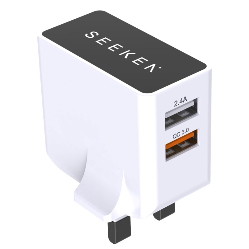 SEEKEN Neutra Duo Mobile Charging Adapter and all other devices 2 USB - White, Fast Charging, 2 in 1, Compact, Power Delivery, Premium Design, High-Quality.