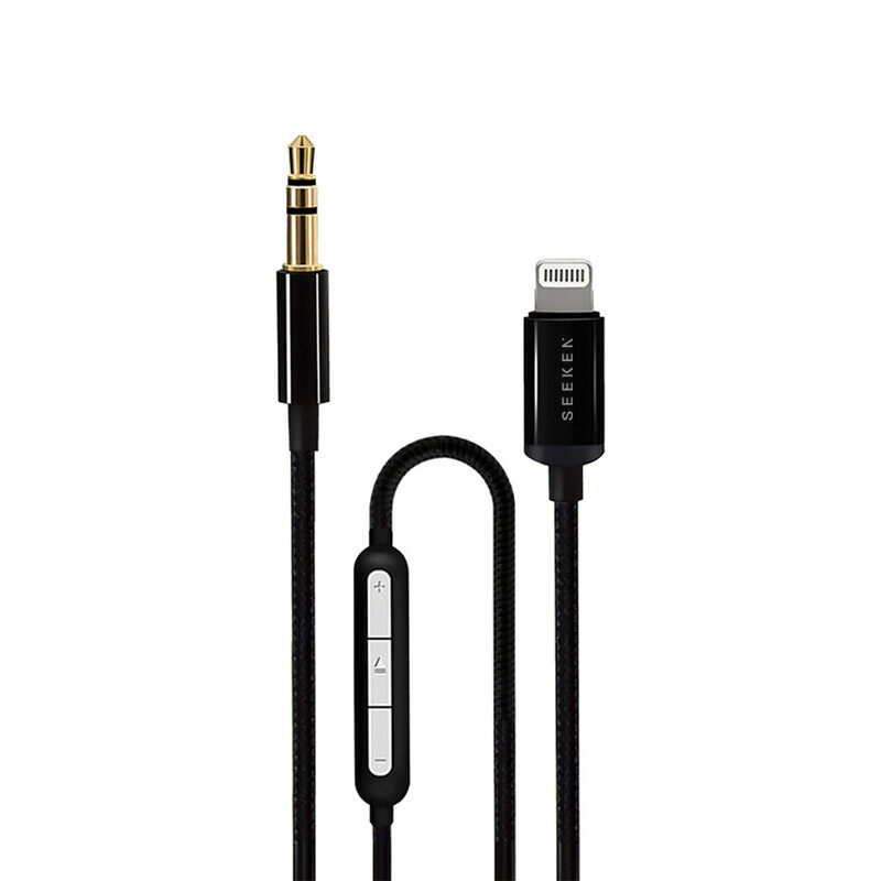 

SEEKEN IOS AUX with Microphone 3.5 mm Cable - Black, Fast Charging, Premium Design, High-Quality.