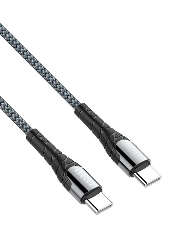 Seeken 1-Meter USB Type-C Cable, USB Type-C to USB Type-C, 65W, Grey