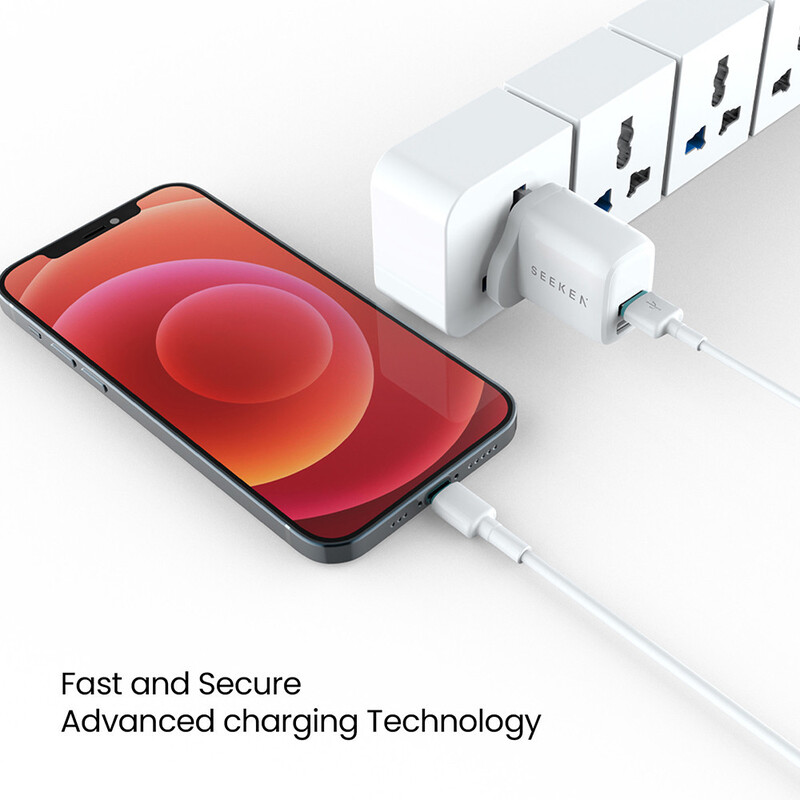 SEEKEN Neutra Duo Mobile Charging Adapter 2 USB - White, Fast Charging, 2 in 1, Compact, Power Delivery, Premium Design, High-Quality.