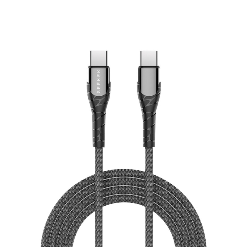 SEEKEN PD Type C Cable For Mobiles & all Devices - Black, Fast Charging, Braided Cable, Anti Bending, Premium Design, High-Quality.