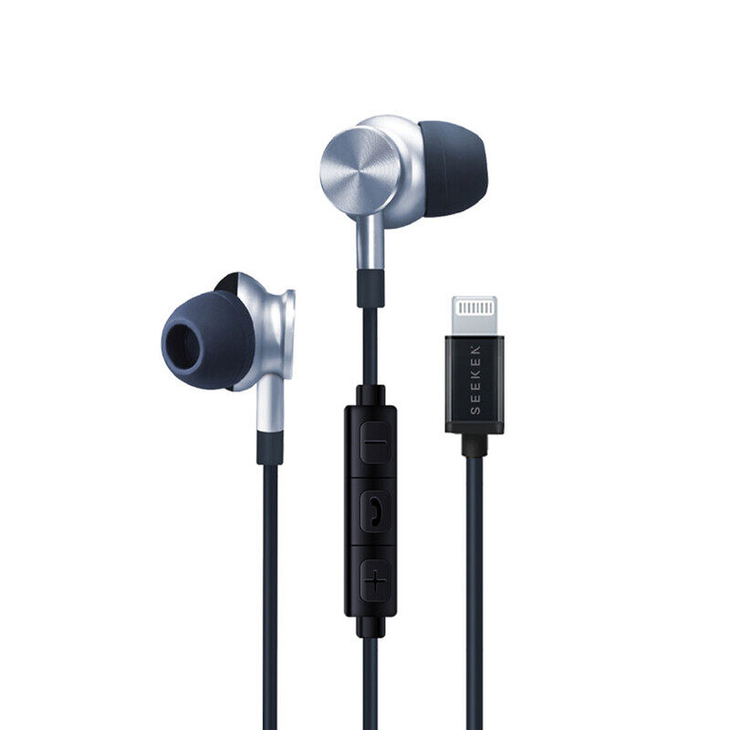 

SEEKEN Wired Stereo Earphone with iOS Connector - Black, High-Resolution Audio, Long Battery Life, Premium Design, High-Quality.