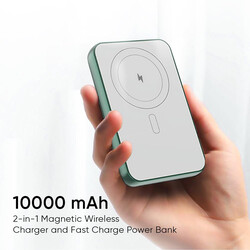 SEEKEN 10K MAH Foldable Magnetic Wirless 22.5W Power Bank - Green, Fast Charging, Portable Charger, Travel Charger, Overcharge Protection, Premium Design, High-Quality.