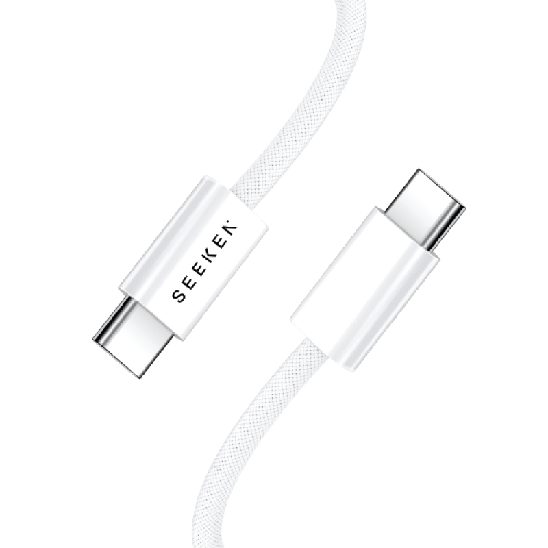 

SEEKEN 65W C TO C 1M Charging Cables - Grey, Fast Charging, Braided Cable, Anti Bending, Premium Design, High-Quality.