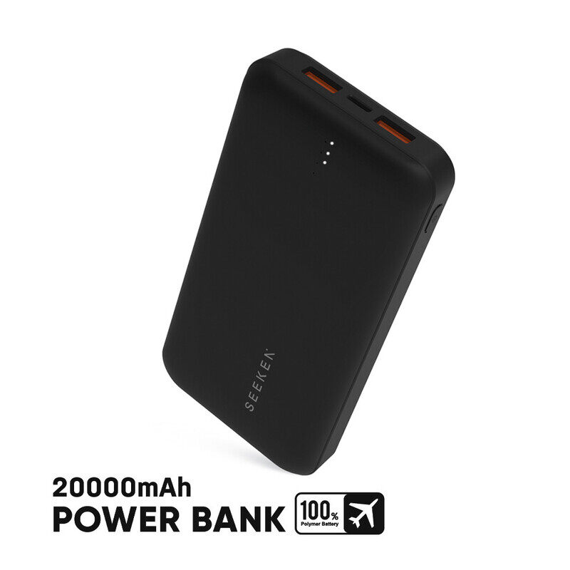 SEEKEN Power Bank 20K Mah - Black, Fast Charging, Portable Charger, Travel Charger, Overcharge Protection, Premium Design, High-Quality.