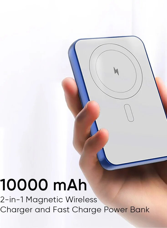 Seeken 10000mAh MagSafe Magnetic Wireless Power Bank, Blue