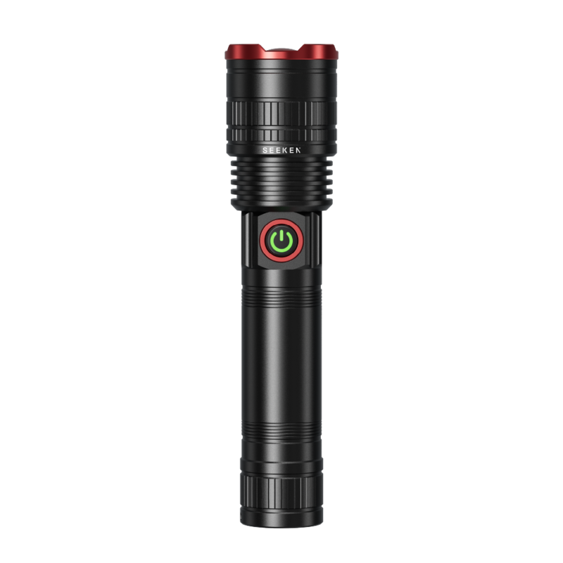 

SEEKEN 1500L Zoomable Torch - Black, Portable LED Flashlight, Travel-Friendly, Lightweight, Premium Design.
