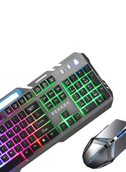 Seeken Head Breaker LED Wired Gaming Keyboard and Mouse Set, Grey