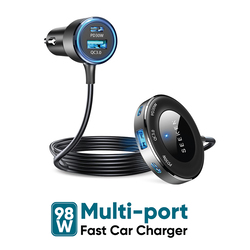 Seeken 98W Fast Car USB Charger Adapter 5 Ports Car Mobile Phone Fast Charging Socket Plug With PD USB C Port & Quick Charge