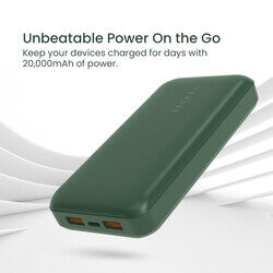 SEEKEN Power Bank 20K Mah - Green, Fast Charging, Portable Charger, Travel Charger, Overcharge Protection, Premium Design, High-Quality.