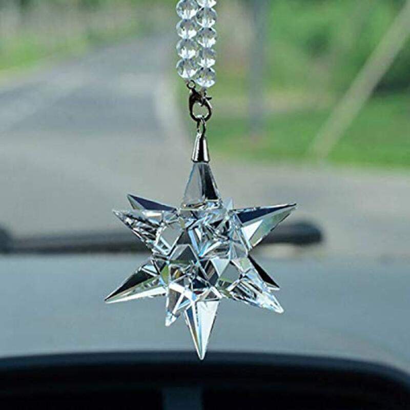 

Generic Fjkwlc Car Mirror Hanging Ornaments Crystal Meteor Car Pendant, Clear