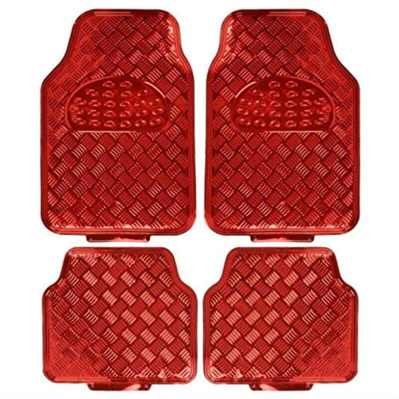 

Ajeeb Metal Design Car Floor Mats, 4 Pieces, Red