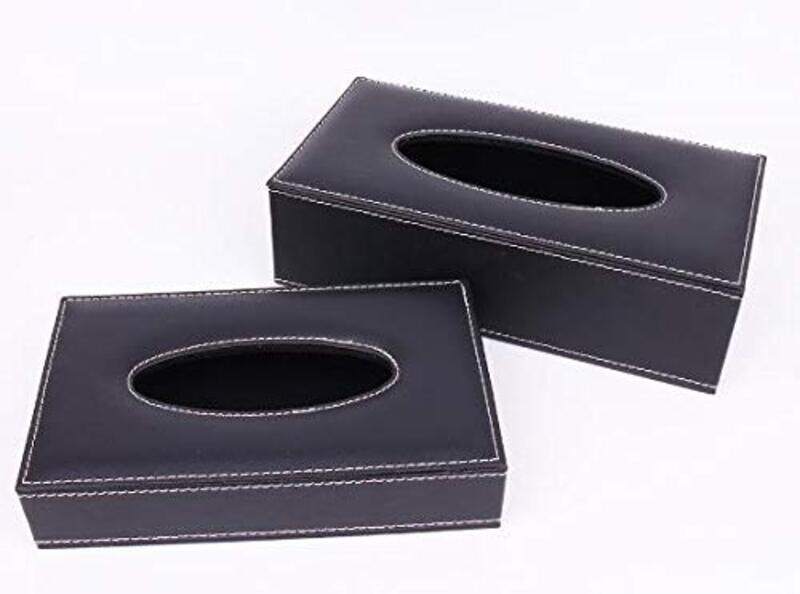 

Generic Pu Leather Home Office Hotel Car Facial Tissue Box Case Holder, Black