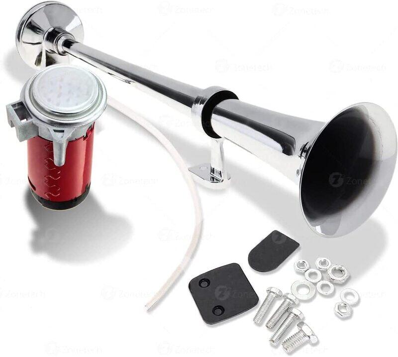 

Powered 12V Single Trumpet Air Horn, Silver