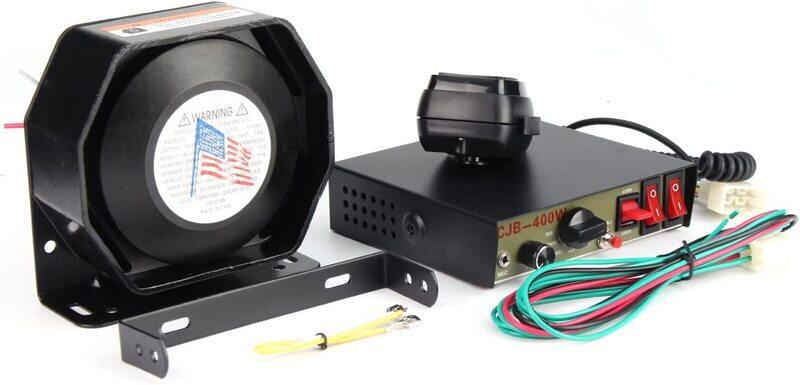 

Generic 400W 8 Sound Loud Car Warning Alarm Police Fire Siren Horn, Black