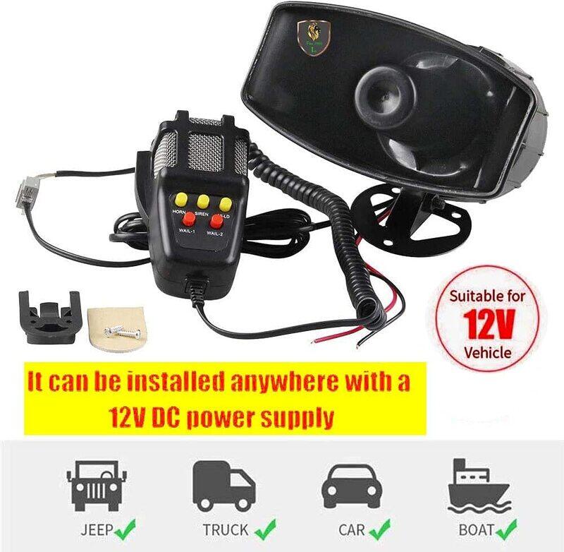 

Flak 5 Tone Sound Car Siren Vehicle Horn, Black