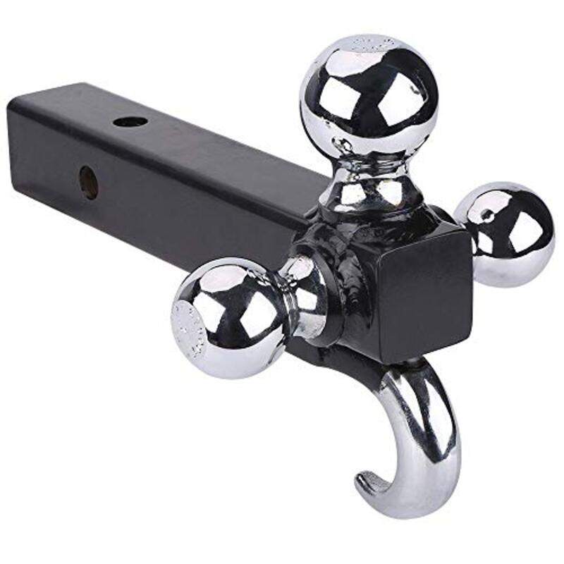 

Generic Nbjingyi 2" Trailer Hitch Tri Ball Mount with Hook 1-7/8" 2" 2-5/16" Plated Balls and Hook, Multicolour