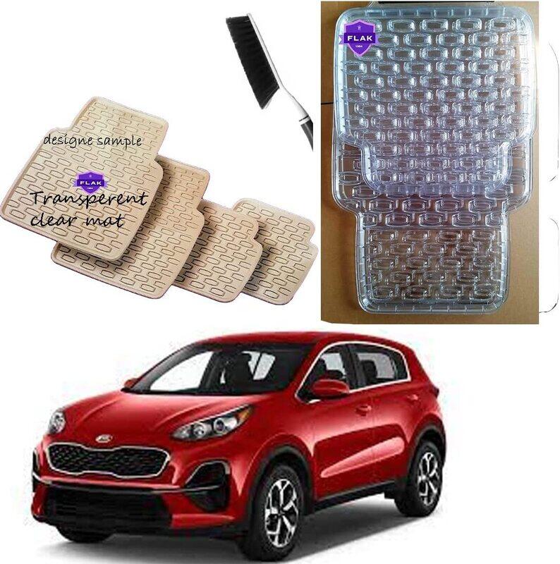 

CFT Car Floor Mat with Cleaning Brush for Kia Sportage, 4 Pieces, Transparent