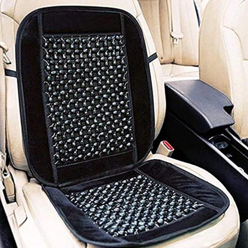 

Flak Wooden Beaded Plush Velvet Seat Cover for Most Cars, Black