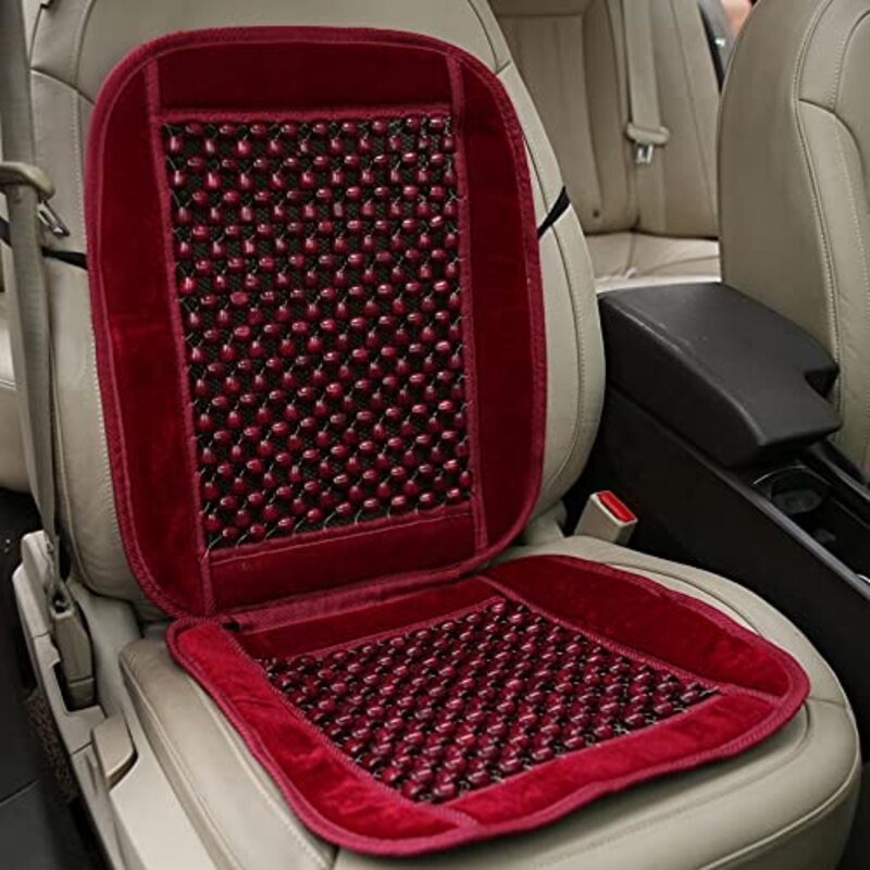 

Flak Car Wood Beaded Seat Cushion, Red