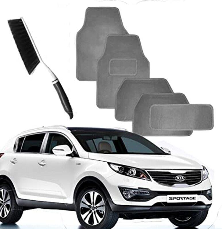 

CFT California Car Floor Mats Set with Mat Cleaning Brush for Kia Sportage, 5 Piece, Grey