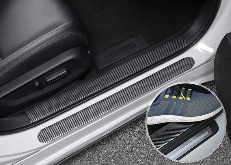 

9 Moon Carbon Fibre Strips Car Door Guard Bumper Protector, Black