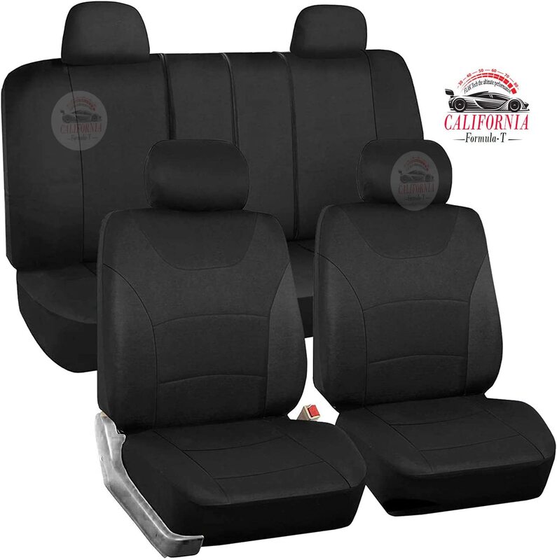 

Flak California Formula-T Universal Fit Car Seat Covers Set for Sedan/SUV/Pick-up Truck, 9 Pieces, Black