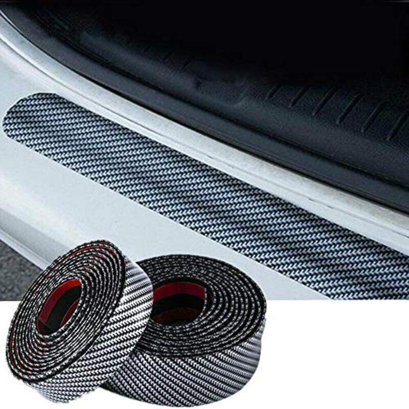 

Flak Carbon Fiber Car Door Plate Sill Scuff Cover Anti Scratch Sticker, Black