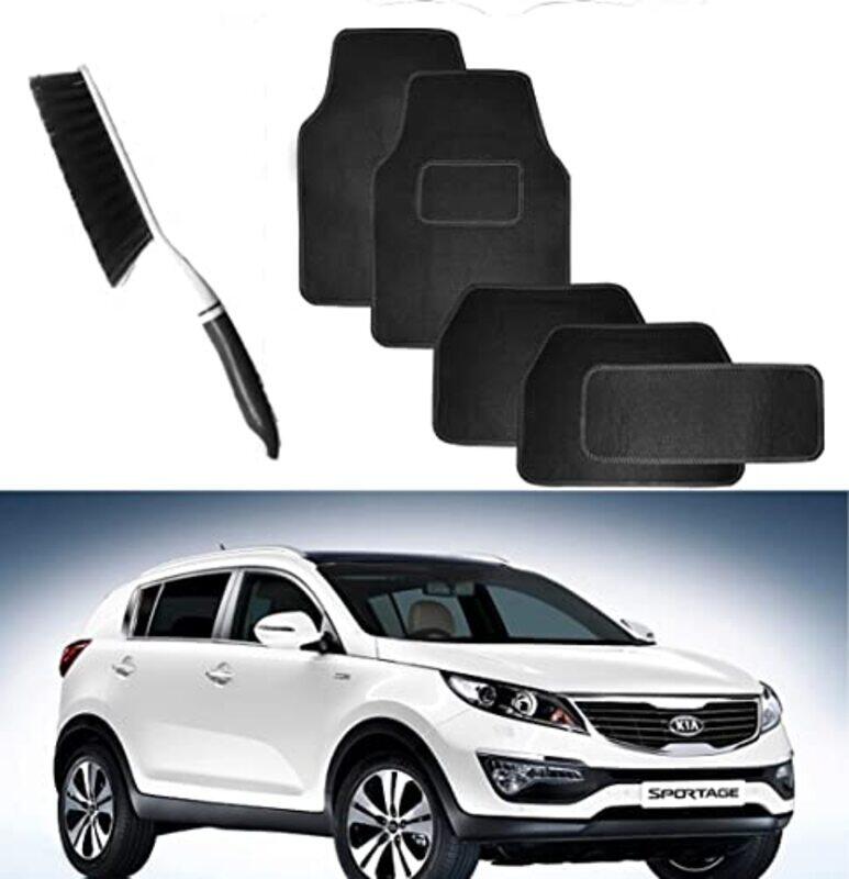 

CFT California Car Floor Mats Set with Mat Cleaning Brush for Kia Sportage, 5 Piece, Black