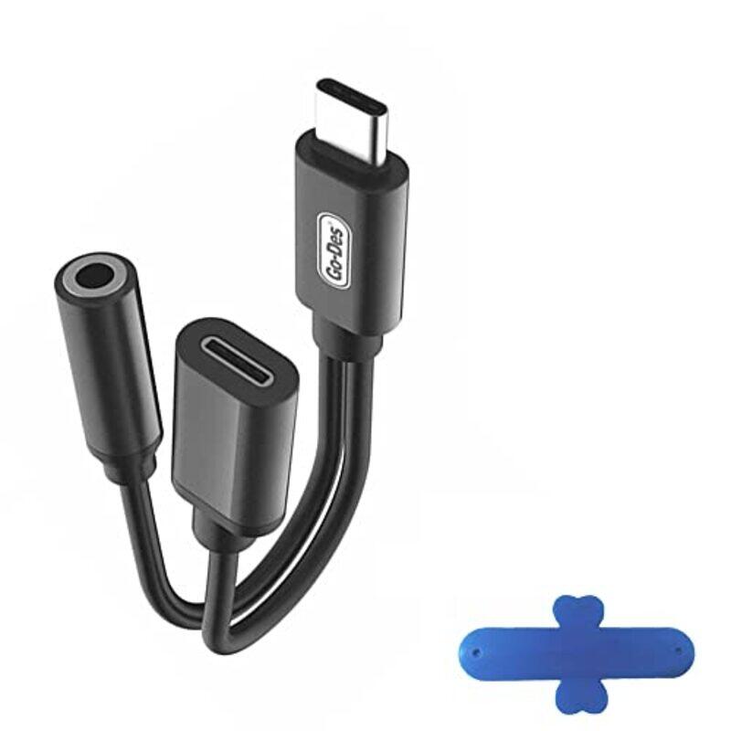 

Go-Des 15-cm 2 in 1 Series Type-C to Aux and Charge Converter Cable, Usb-C to 3.5mm, GD-UC033, Black