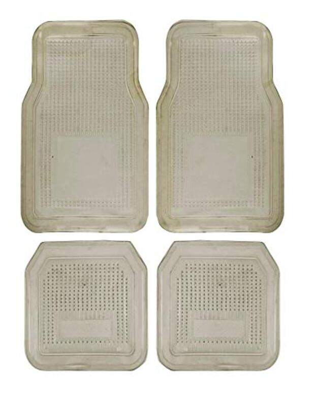 

Shenu Car Universal Soft Carpet Floor Mat with Vinyl Heel Pad, 4 Pieces, Clear