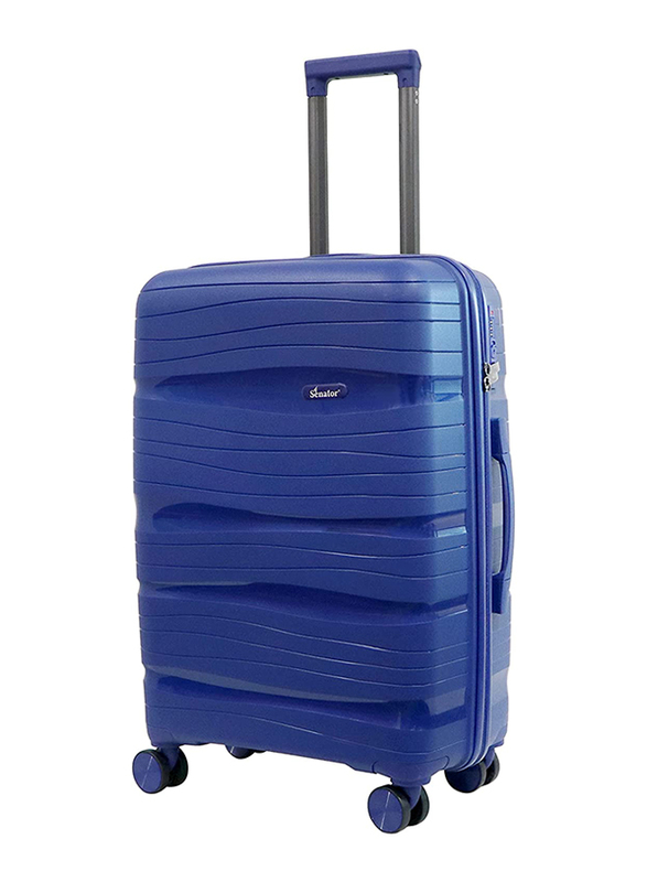 Senator Travel Bags Lightweight PP Hard Sided Trolley Luggage Set of 3 Suitcases Navy Blue