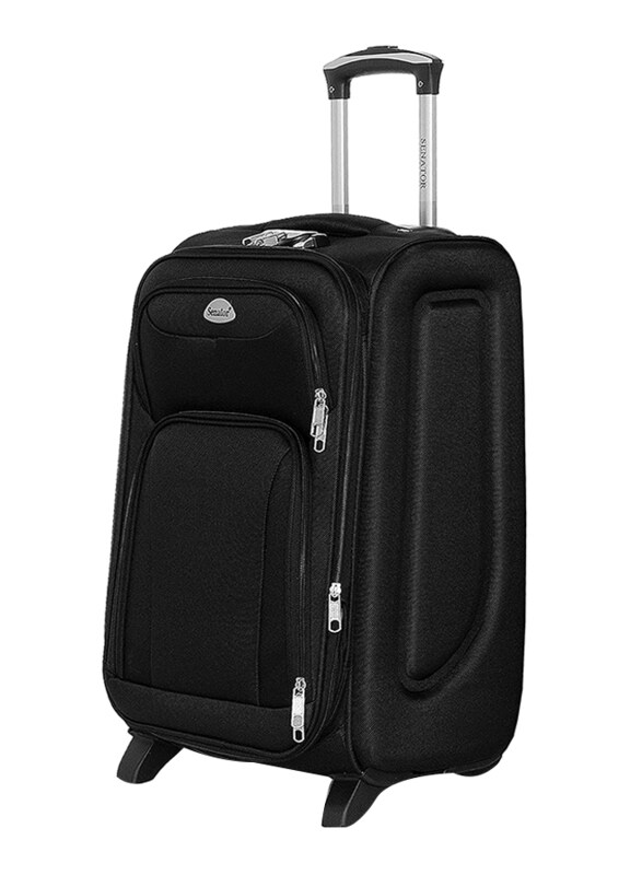 

Senator Soft Shell Checked Luggage Trolley Suitcase for Unisex 24 Inch Ultra Lightweight Expandable EVA Travel Bag With 2 Wheels Black