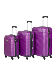 Senator KH120 3-Piece Hard-Shell Luggage Suitcase Set with 4 Spinner Wheels, Purple
