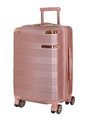 Senator Hard Sided Medium Checked luggage Trolley for Unisex ABS Lightweight 4 Double Wheeled Suitcase with Built In TSA Type lock A5123 Rose Gold