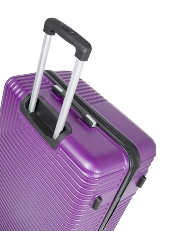 Senator Hard Case Checked Luggage Trolley 24 Inch Suitcase with Wheels for Unisex ABS Lightweight Travel Bag with Spinner Wheels 4 Purple