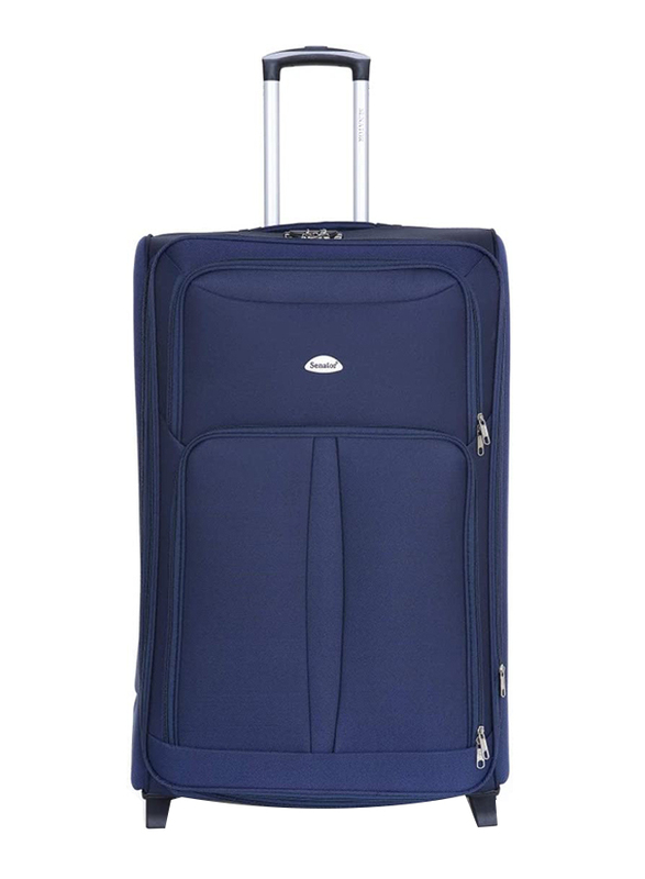 Senator Soft Shell Cabin Luggage Trolley Suitcase for Unisex 20 Inch Ultra Lightweight Expandable EVA Travel Bag With 2 Wheels Navy Blue