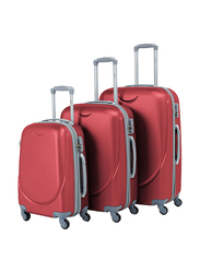 Senator Travel Bags Ultra Lightweight ABS Hard Sided Trolley Luggage Set of 3 Suitcases with 4 Spinner Wheels Light Burgundy