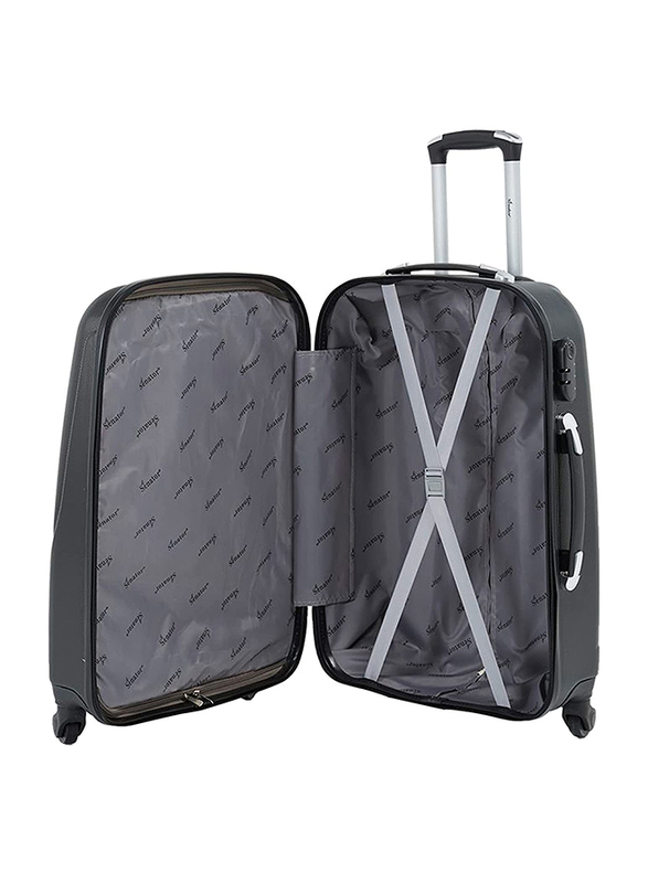 Senator Hard Case Checked Luggage Trolley 28 Inch Suitcase with Wheels for Unisex ABS Ultra Lightweight Travel Bag with 4 Spinner Wheels Black