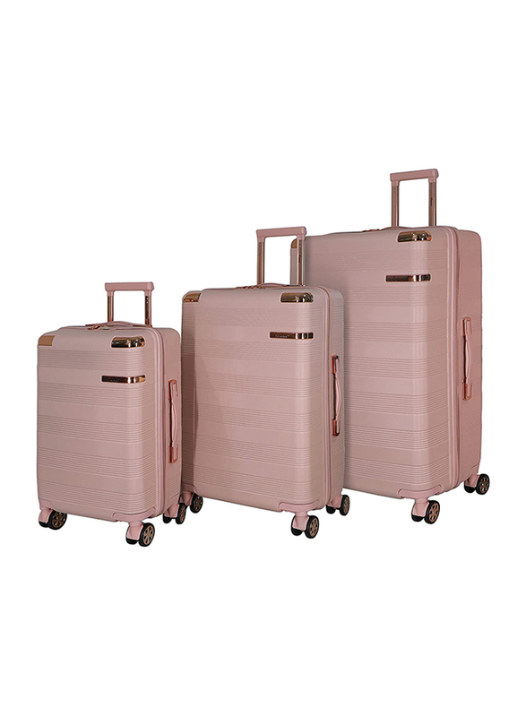 Senator Travel Bags Lightweight ABS Hard Sided Trolley Luggage Set of 3 Suitcases Milk Pink