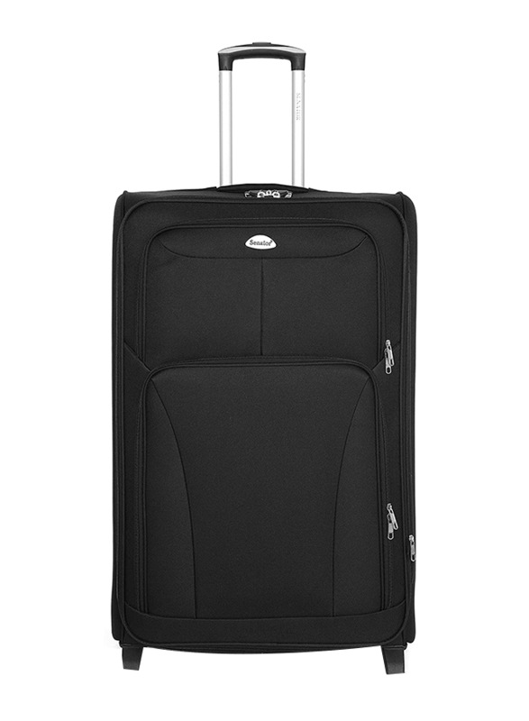 Senator KH247 3-Piece Soft-Shell Luggage Trolley Bag Set, Black