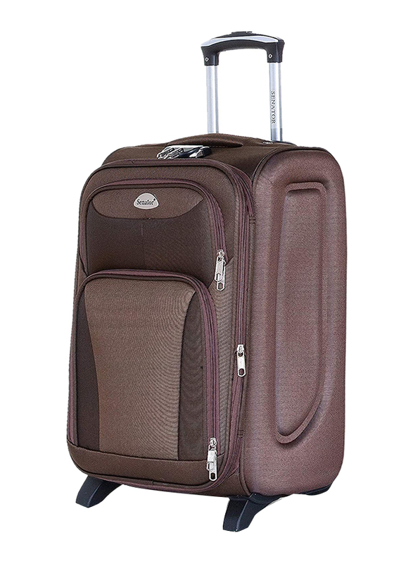 Senator Soft Shell Trolley Luggage Set of 3 Suitcase for Unisex Ultra Lightweight Expandable EVA Travel Bag With 2 Wheels Brown