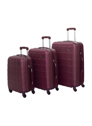 Senator Travel Bags Lightweight ABS Hard Sided Trolley Luggage Set of 3 Suitcases Burgundy