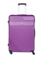 Senator Hard Case Checked Luggage Trolley 24 Inch Suitcase with Wheels for Unisex ABS Lightweight Travel Bag with Spinner Wheels 4 Purple
