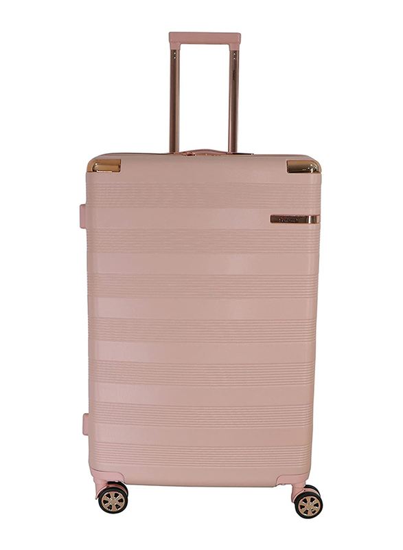 Senator Hard Sided Large Checked luggage Trolley for Unisex ABS Lightweight 4 Double Wheeled Suitcase with Built In TSA Type lock A5123 Milk Pink