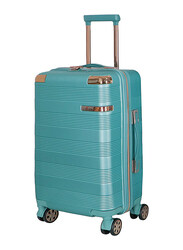 Senator Hard Sided Medium Checked luggage Trolley for Unisex ABS Lightweight 4 Double Wheeled Suitcase with Built In TSA Type lock A5123 Light Green